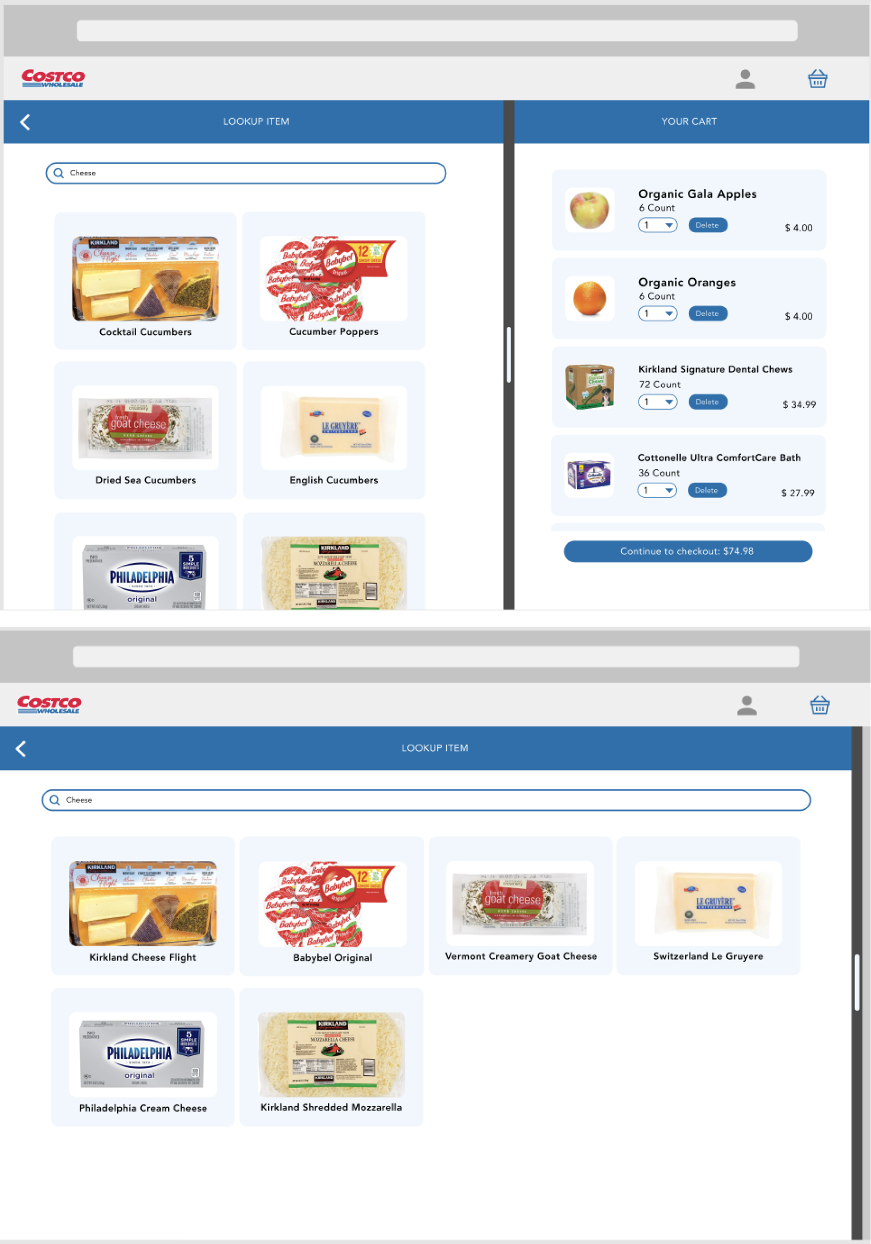 the previous 'paper' prototype we made of our web app