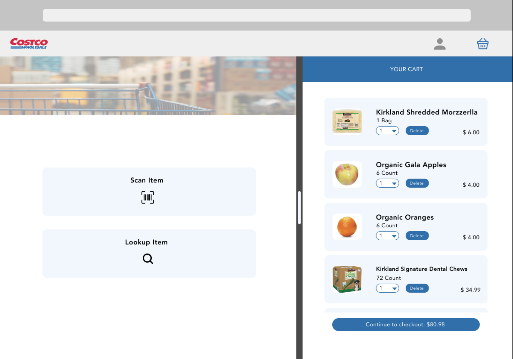 the mid-fi mockup of scanning product interface tablet version